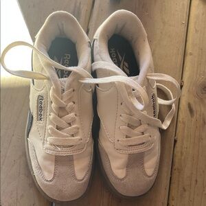Reebok White and Gray Retro Lace-Up Sneakers